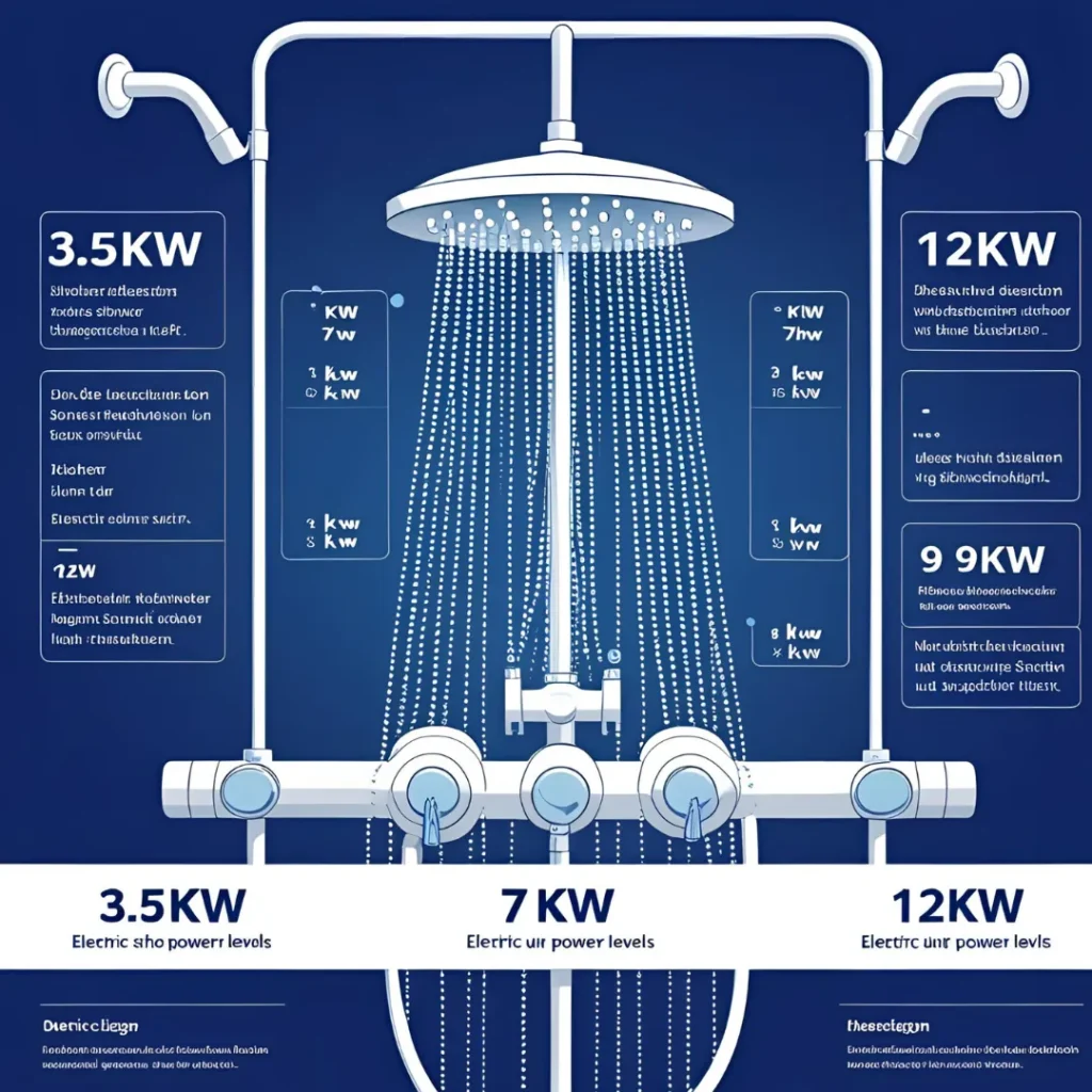 Leistungsdiagramm elektrische Duschen - kW-Werte und Anwendungsbereiche