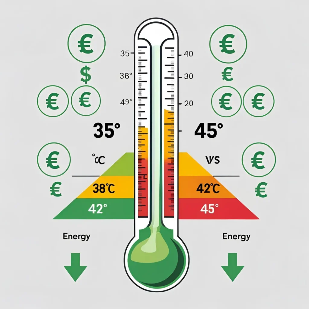 Energieeinsparung Duschtemperatur Vergleich Kosten sparen Infografik Temperatur Grad