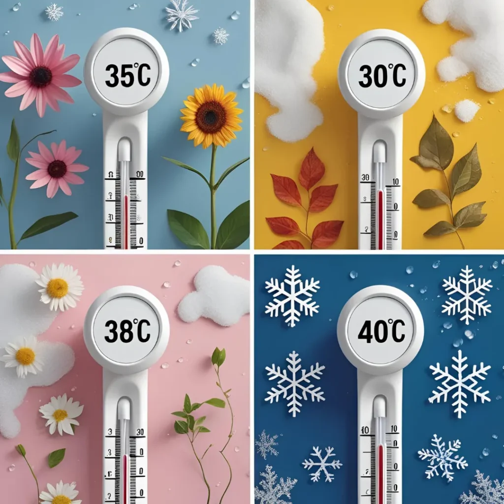 Ideale Duschtemperaturen für alle Jahreszeiten - Frühling bis Winter Temperatur-Guide