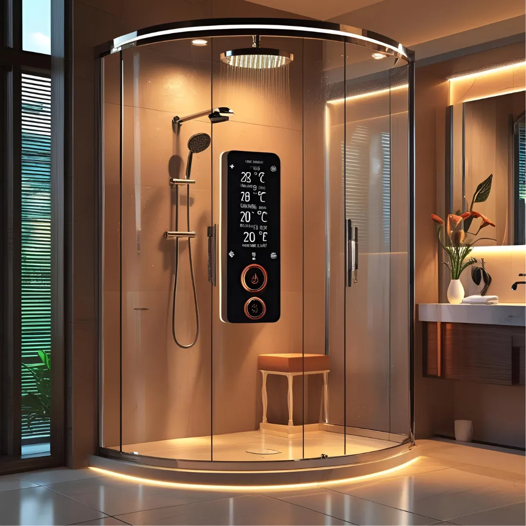 Moderne Dusche mit digitalem Thermostat für mehrere Temperaturen - Komfort zu jeder Jahreszeit